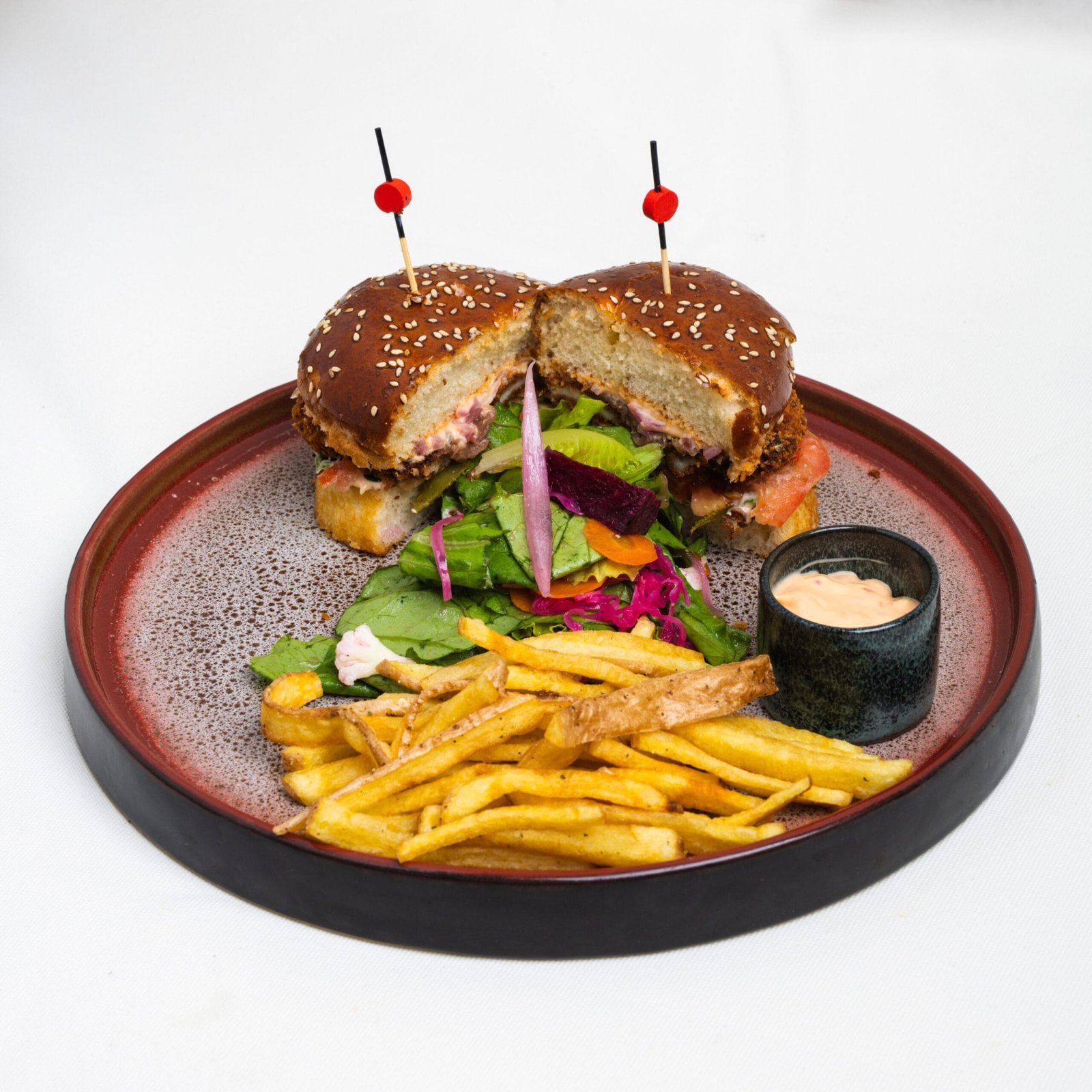 Burger Black Olive, frites maison